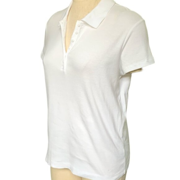 Jones New York Sport Short Sleeve Polo Shirt 100% Cotton Womens L White #40K - Picture 4 of 7